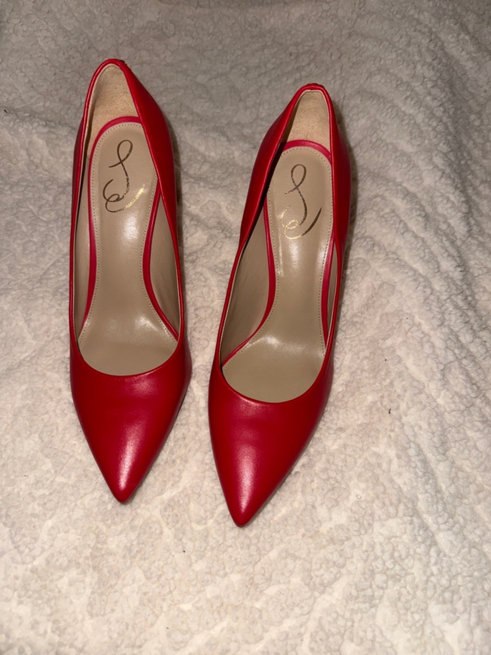 Sam Edelman Red Pointed-Toe Leather Pumps - Picture 6 of 7
